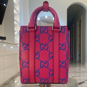 NWT Gucci GG Embossed Perforated Leather Tote Bag